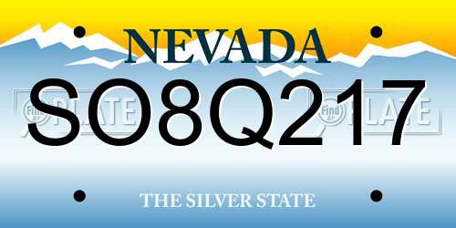 SO8Q217 Nevada License Plate