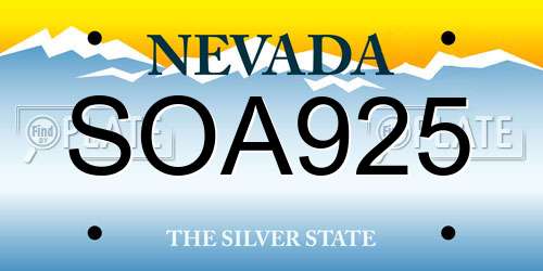 SOA925 Nevada License Plate