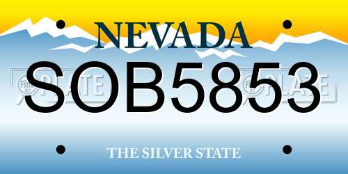 SOB5853 Nevada License Plate