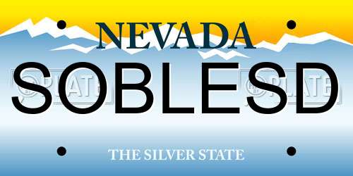 SOBLESD Nevada License Plate