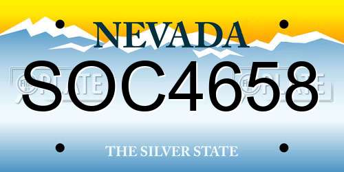 SOC4658 Nevada License Plate