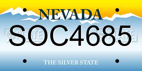 SOC4685 Nevada License Plate