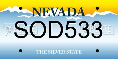 SOD533 Nevada License Plate