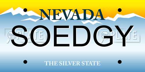 SOEDGY Nevada License Plate