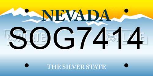 SOG7414 Nevada License Plate