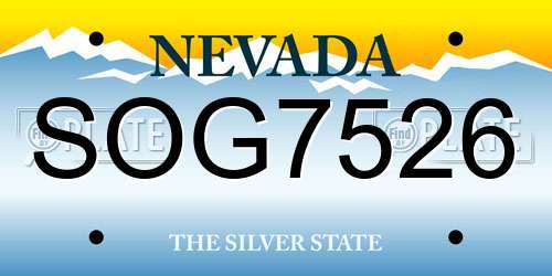 SOG7526 Nevada License Plate