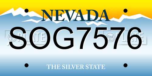 SOG7576 Nevada License Plate