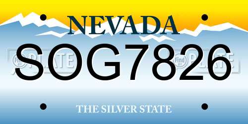 SOG7826 Nevada License Plate