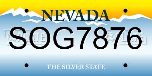 SOG7876 Nevada License Plate