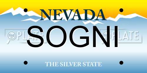 SOGNI Nevada License Plate