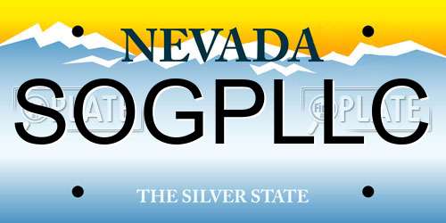 SOGPLLC Nevada License Plate