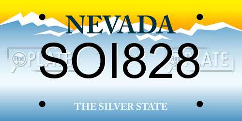 SOI828 Nevada License Plate