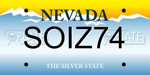 SOIZ74 Nevada License Plate