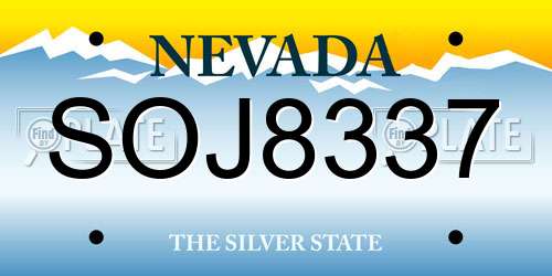 SOJ8337 Nevada License Plate