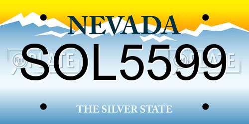 SOL5599 Nevada License Plate