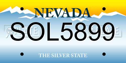 SOL5899 Nevada License Plate
