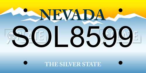 SOL8599 Nevada License Plate