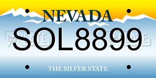 SOL8899 Nevada License Plate