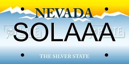 SOLAAA Nevada License Plate