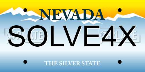 SOLVE4X Nevada License Plate