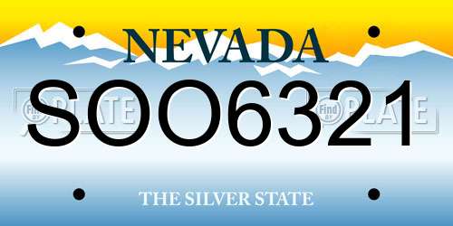 SOO6321 Nevada License Plate