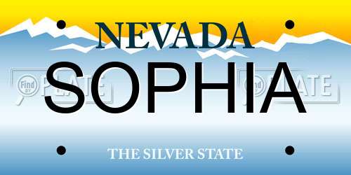 SOPHIA Nevada License Plate