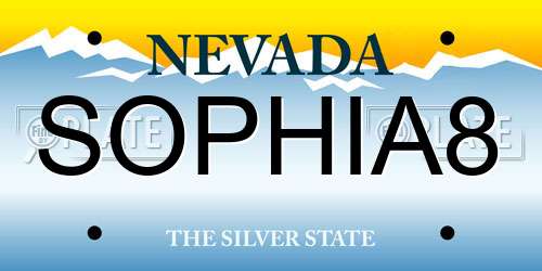 SOPHIA8 Nevada License Plate