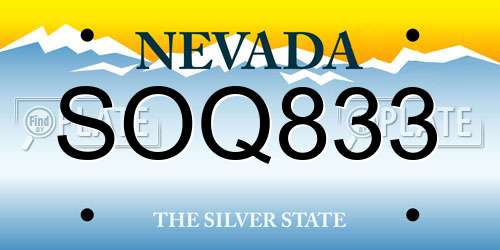SOQ833 Nevada License Plate