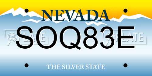 SOQ83E Nevada License Plate
