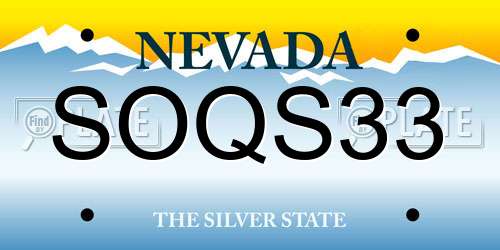 SOQS33 Nevada License Plate