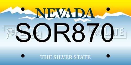 SOR870 Nevada License Plate