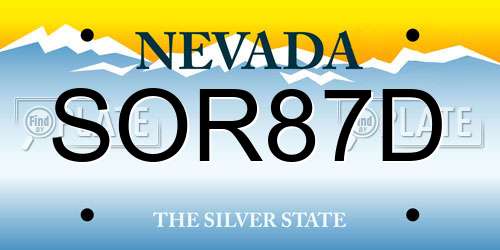 SOR87D Nevada License Plate