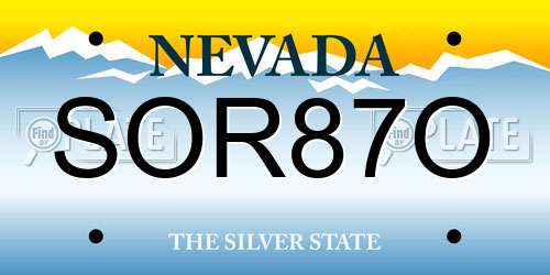 SOR87O Nevada License Plate