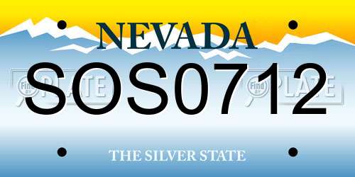 SOS0712 Nevada License Plate
