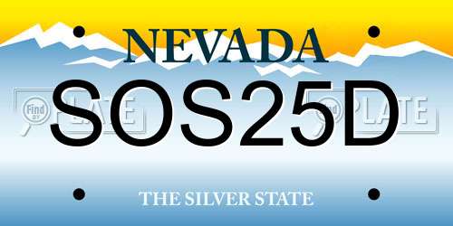 SOS25D Nevada License Plate