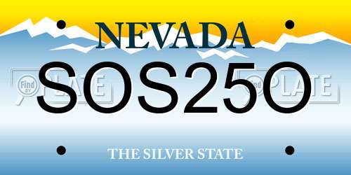 SOS25O Nevada License Plate