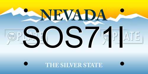 SOS71I Nevada License Plate