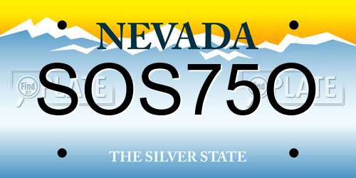SOS75O Nevada License Plate