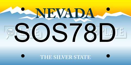 SOS78D Nevada License Plate