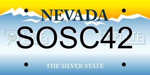 SOSC42 Nevada License Plate