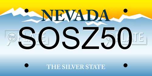 SOSZ50 Nevada License Plate