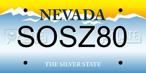 SOSZ80 Nevada License Plate