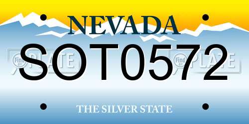 SOT0572 Nevada License Plate