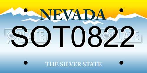 SOT0822 Nevada License Plate
