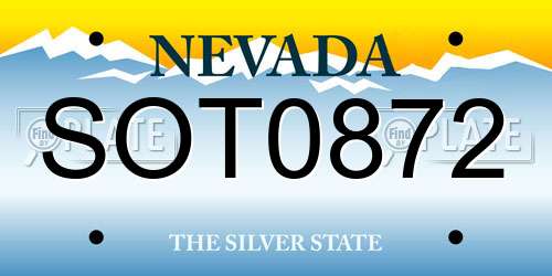 SOT0872 Nevada License Plate