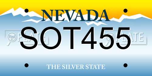 SOT455 Nevada License Plate