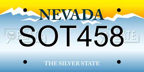 SOT458 Nevada License Plate