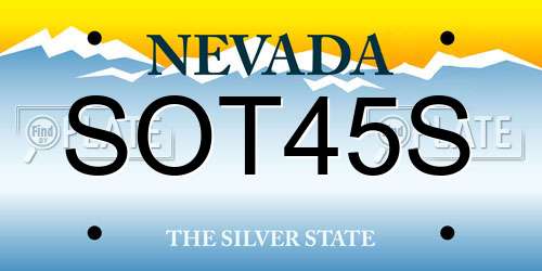 SOT45S Nevada License Plate