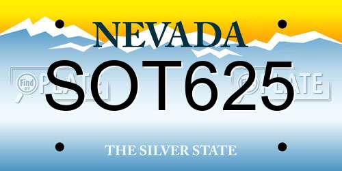 SOT625 Nevada License Plate