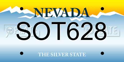SOT628 Nevada License Plate